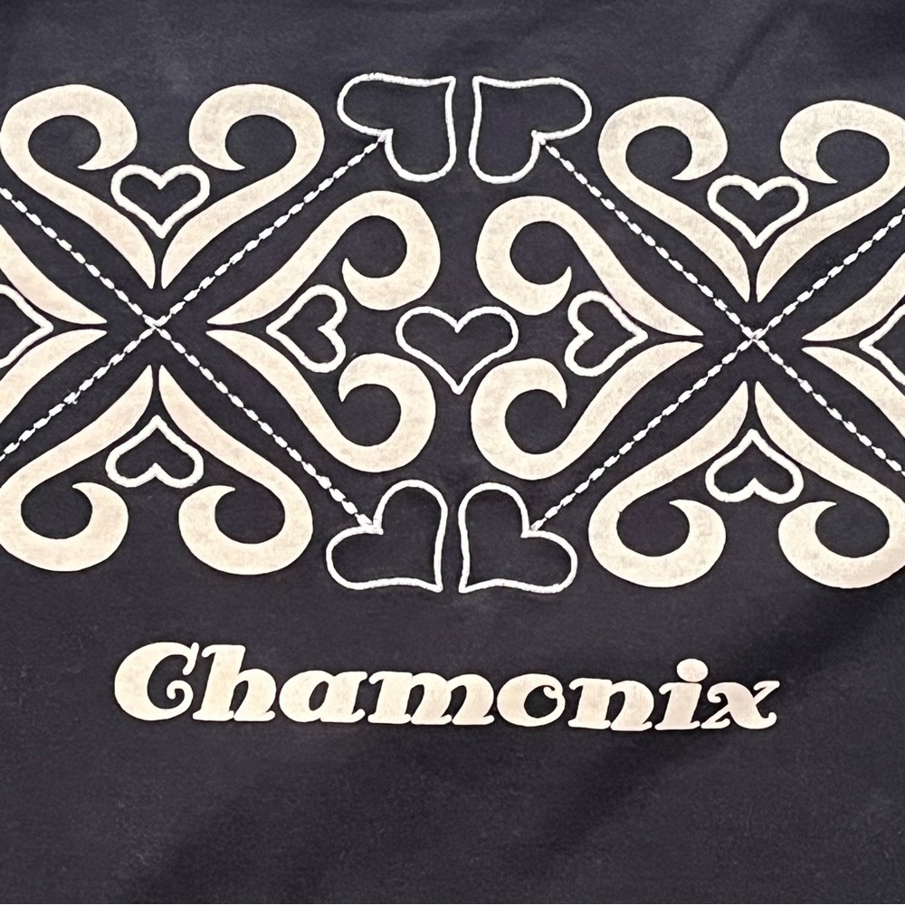 Alp-n-Rock Snowflake V Neck Long Sleeve Top Black Reversible Hearts Size XS/S - Picture 6 of 9